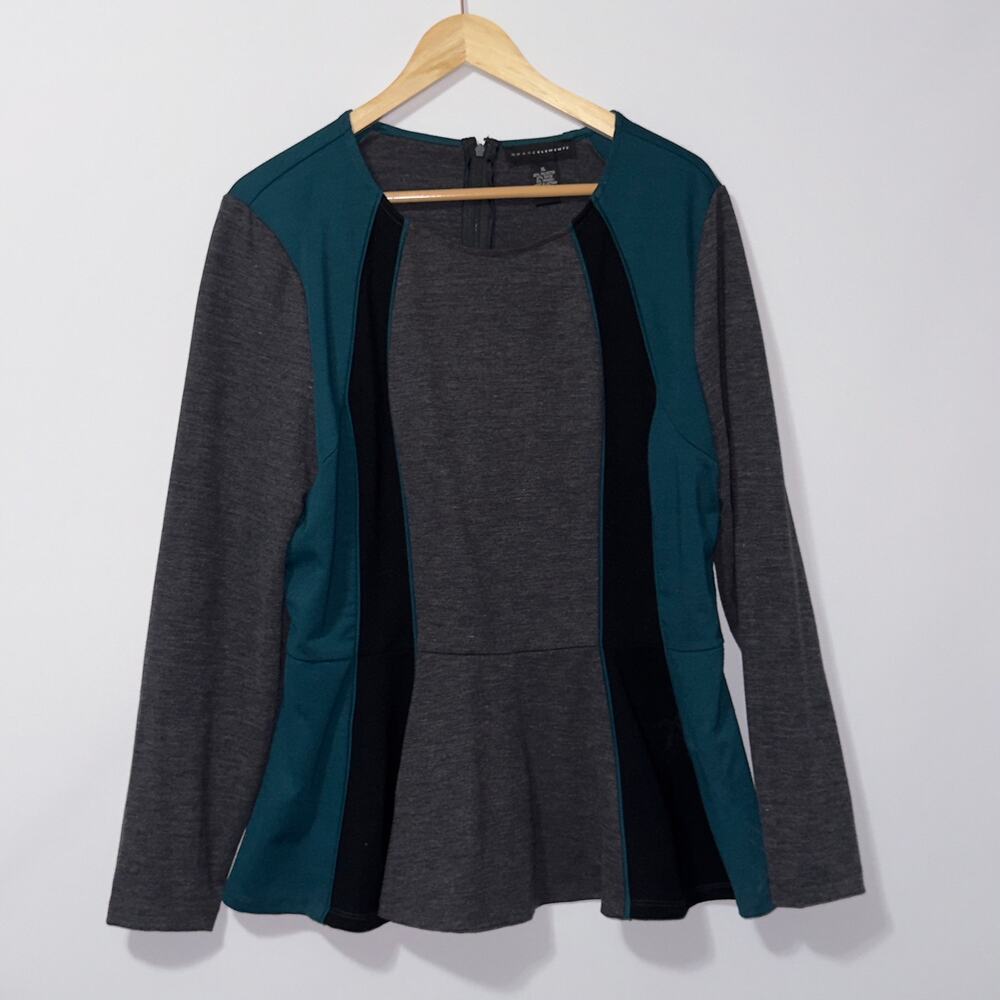 Grace Elements Colorblock Peplum Top Long Sleeve women’s size  XL